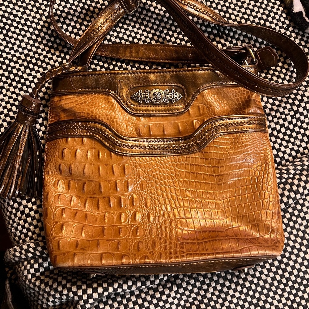 Brown Crocodile-Embossed Women Bag